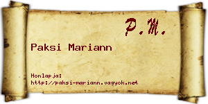 Paksi Mariann névjegykártya