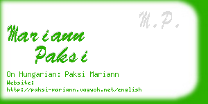 mariann paksi business card